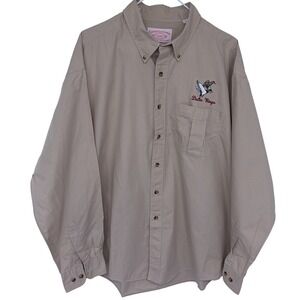 Vintage 2004 CC Filson Button Up Shirt XL Khaki Beige Delta Wings USA Made 652BD